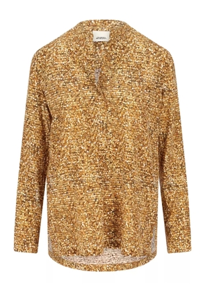ISABEL MARANT mosaic-pattern V-neck shirt - Yellow