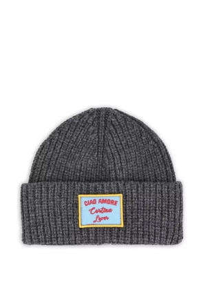 Giada Benincasa ribbed-knit logo-patch beanie hat - Grey
