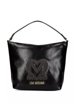 Love Moschino logo-plaque studded shoulder bag - Black