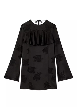 GANNI floral-print ruffled mini dress - Black