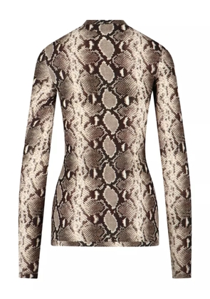 Duran Lantink snakeskin-print high-neck top - Brown
