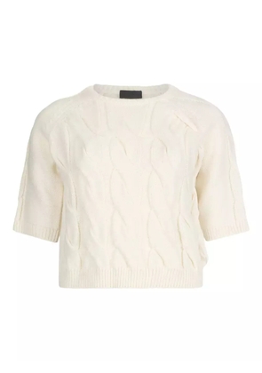 LIU JO cable-knit raglan-sleeve sweater - White