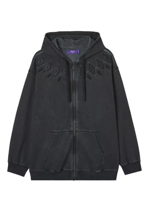 aftermaths embroidered zip-up hoodie - Black