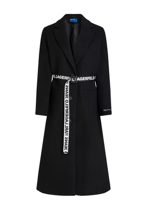 Karl Lagerfeld Jeans belted logo-jacquard coat - Black