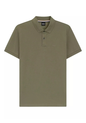 BOSS logo-embroidered cotton polo shirt - Green