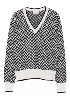 Drumohr geometric-pattern V-neck cashmere sweater - White