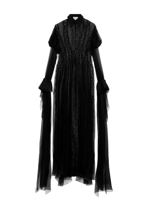 Blumarine lace-panelled puff-sleeve top - Black