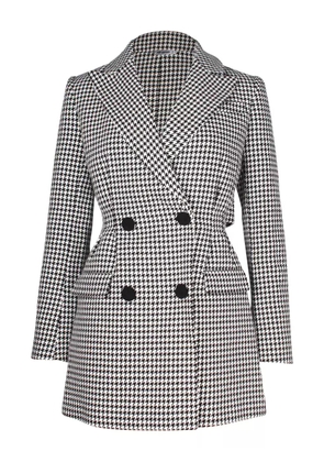 Self-Portrait 2022 houndstooth double-breasted dress - Black