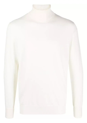 Ballantyne logo-embroidered roll-neck cashmere jumper - White