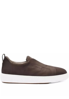 Santoni slip-on calfskin leather sneakers - Brown