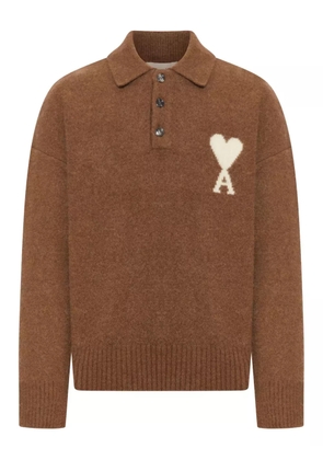 AMI Paris heart-logo sweater - Brown