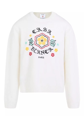 Casablanca floral-embroidered crew-neck sweater - White