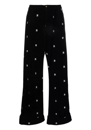 R13 logo-embroidered corduroy trousers - Black