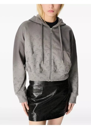 Marine Serre moon-pattern zip-up hoodie - Grey
