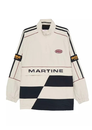 Martine Rose panelled logo-emblem half-zip sweater - Neutrals