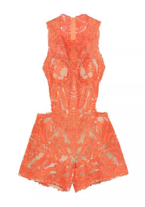 Gemy Maalouf lace-embroidered playsuit - Orange