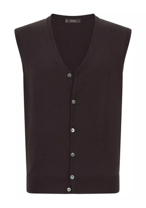 Boggi Milano merino wool mother-of-pearl button vest - Brown