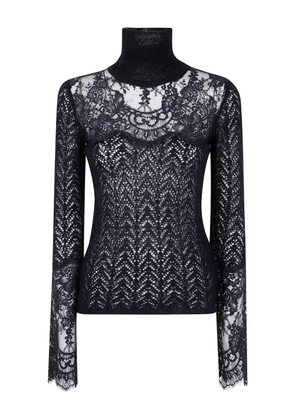 Blumarine lace-insert turtleneck top - Black