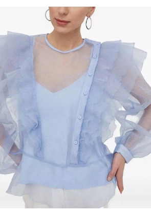 Custommade ruffled sheer top - Blue