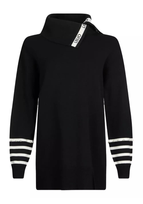 LIU JO roll-neck striped-cuff top - Black