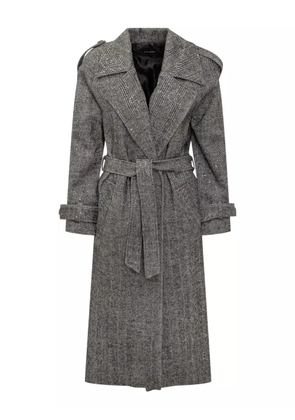ACTUALEE herringbone sequin-embellished trench coat - Grey