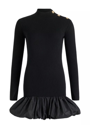 Patou ribbed ruffle-hem mini dress - Black
