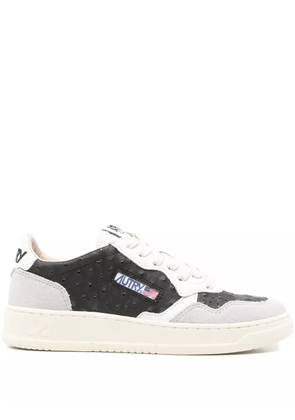 Autry ostrich-embroidered leather sneakers - Black