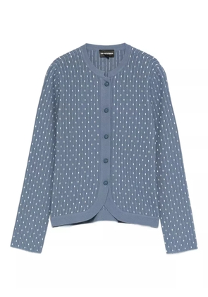 Emporio Armani dot-pattern ribbed cardigan - Blue