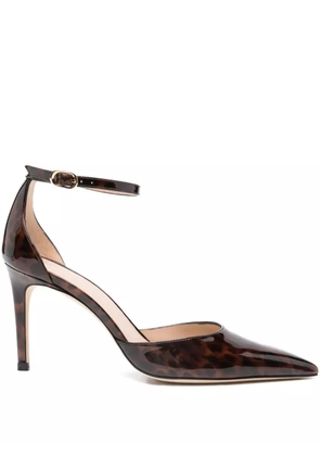 Stuart Weitzman 85mm leopard-print ankle-strap pumps - Brown