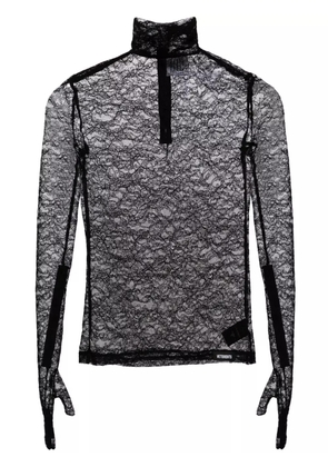 VETEMENTS floral-lace glove-sleeve top - Black