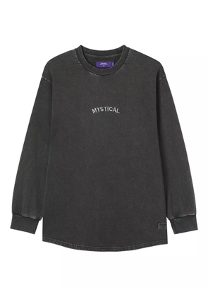 aftermaths embroidered graphic long-sleeve top - Grey