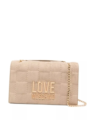 Love Moschino quilted logo shoulder bag - Neutrals
