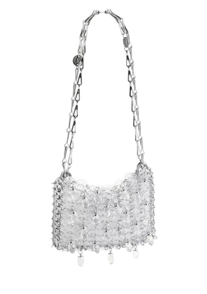 Rabanne mini crystal-resin chain cross body bag - Silver