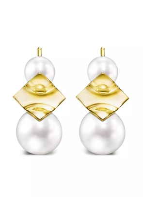 TASAKI 18K yellow gold M/G Tasaki Square Leaf pearl earrings