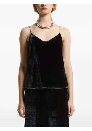 Peserico crystal-embellished velvet top - Blue
