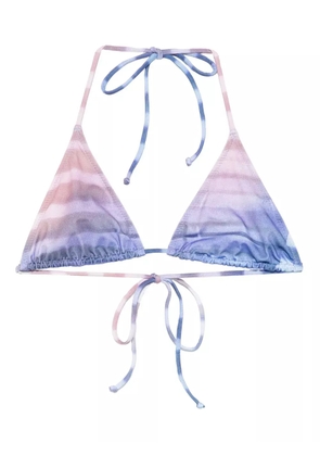 Jean Paul Gaultier tie-dye triangle bikini top - Blue