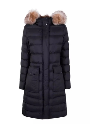 Moncler fur-trimmed quilted coat - Black