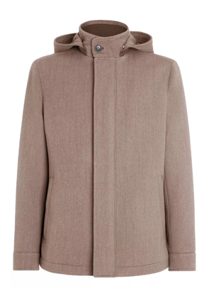 Zegna concealed-fastening hooded jacket - Brown