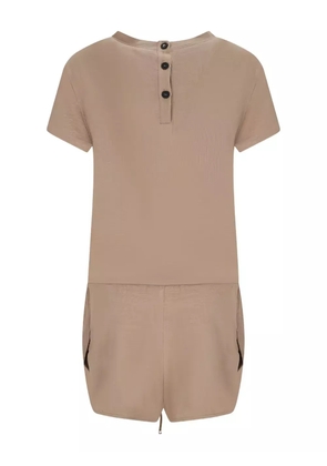 The Attico button-fastening drawstring jumpsuit - Neutrals