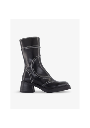 Womens Miista Maelene Square-Toe Leather Ankle Boots