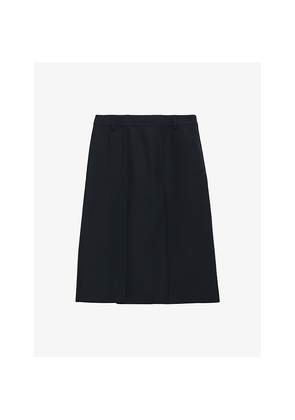 Womens Prada Hopsack Wool Midi Skirt