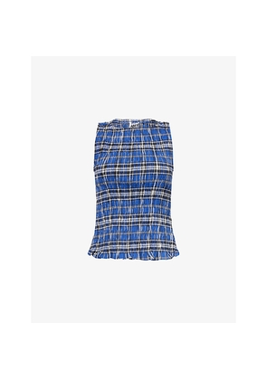 Womens Amy Lynn Sonya Shirred Cotton-Poplin Top