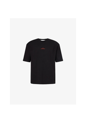 Mens Stone Island Embroidered-Print Short-Sleeve Cotton T-Shirt