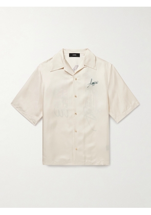 AMIRI - Convertible-Collar Logo-Print Silk-Twill Shirt - Men - Neutrals - XS