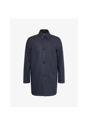 Mens Paul Smith Dogtooth-Pattern Pointed-Collar Wool Coat With Gilet