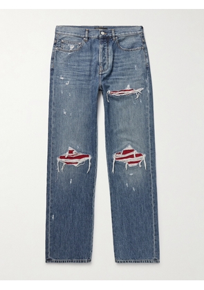 AMIRI - MX1 Straight-Leg Panelled Distressed Jeans - Men - Blue - UK/US 28