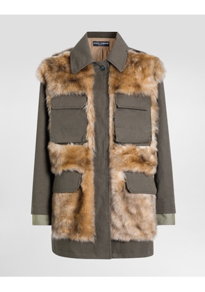 Dolce & Gabbana Long Jacket In Resin-coated Gabardine - Woman Coats And Jackets Green 38