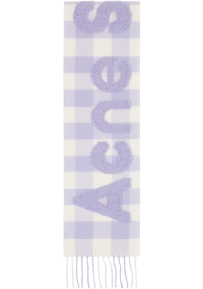 Acne Studios Purple & White Check Logo Scarf