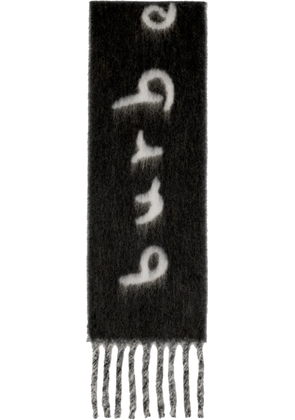 Burberry Black & White Logo Alpaca Wool Blend Scarf