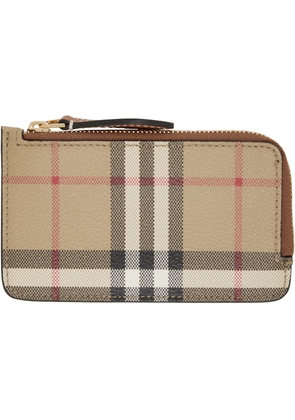Burberry Beige Check Zip Card Holder